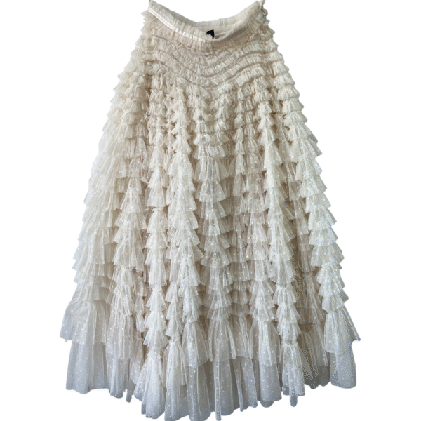 Needle & Thread Hattie Ruffle Maxi Skirt in Champagne – Size 38 (US 6)