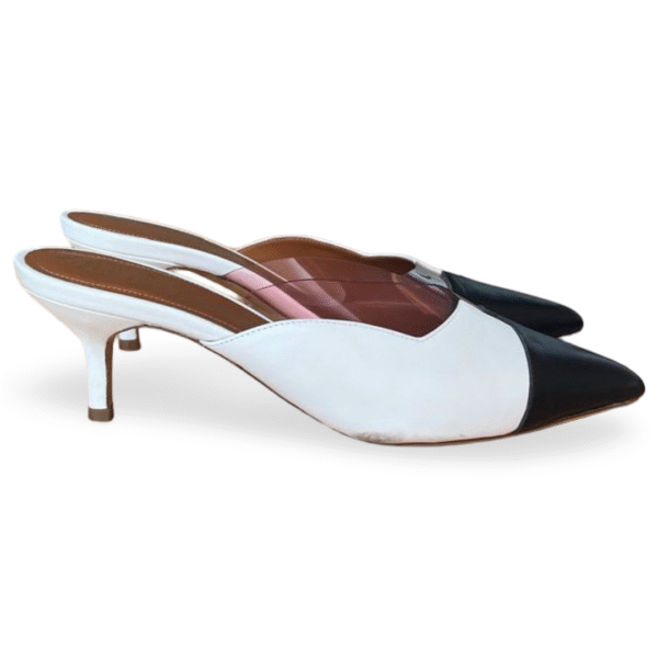 Malone Souliers White & Black with Pink PVC Kitten Heel Mules – Size 38 - Image 5