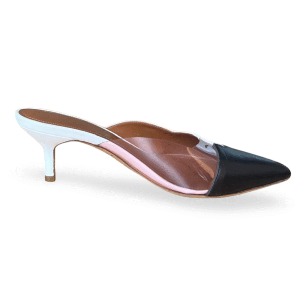 Malone Souliers White & Black with Pink PVC Kitten Heel Mules – Size 38 - Image 3