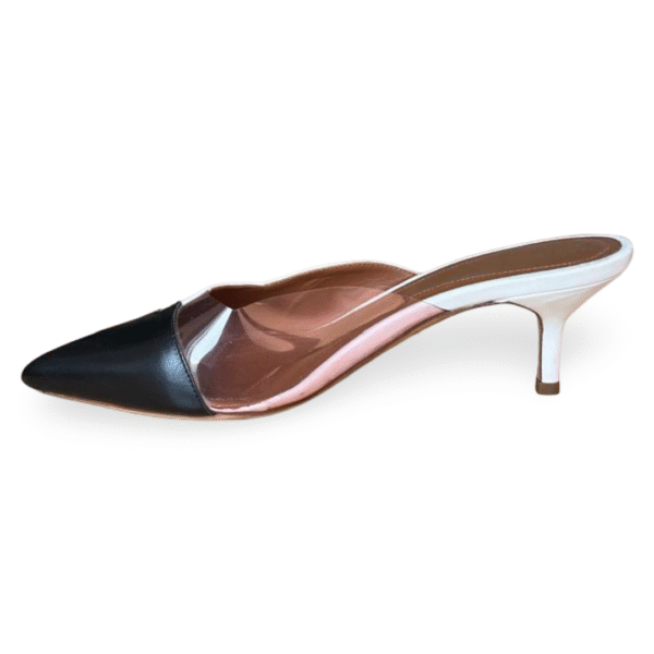 Malone Souliers White & Black with Pink PVC Kitten Heel Mules – Size 38 - Image 2
