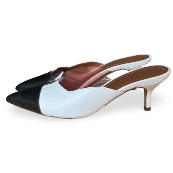 Malone Souliers White & Black with Pink PVC Kitten Heel Mules – Size 38 - Image 4