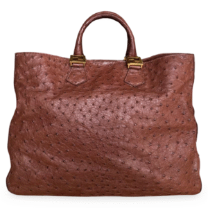 Fendi Large Twins Shopper Tote in Dark Brown Ostrich Leather