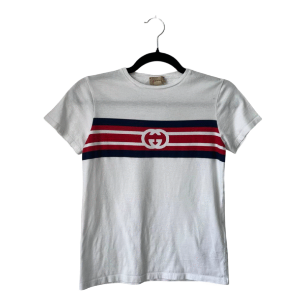 Gucci Kids Interlocking G Stripe Print Cotton T-Shirt – Size 10