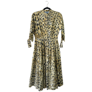 Prada 3/4-Sleeve Leopard-Print Poplin Shirtdress – Size 42
