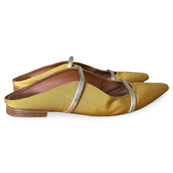 Malone Souliers Yellow Canvas Maureen Pointed Toe Flats – Size 40 - Image 3