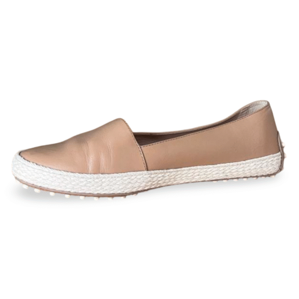 TOD'S Gommino Jute-Trimmed Leather Loafers in Neutral – Size 38.5 - Image 4