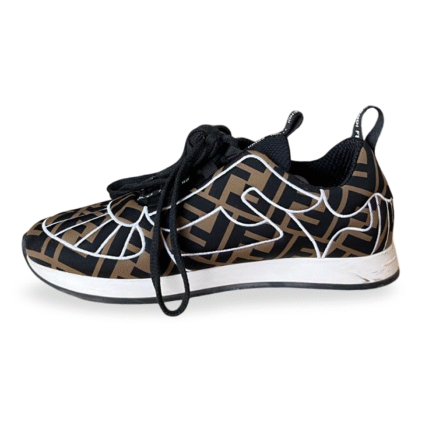 Fendi Brown/Black Zucca Fabric FFreedom Sneakers – Size 37 - Image 4