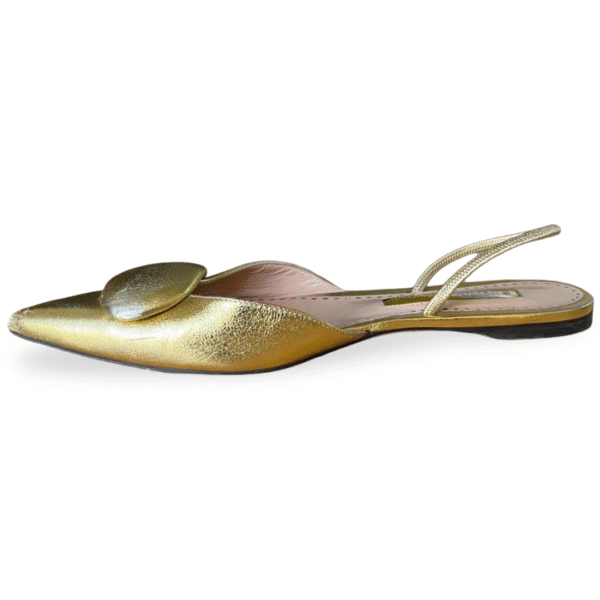 Rupert Sanderson Calin Gold Metallic Slingback Pointed-Toe Flats – Size 40 - Image 4