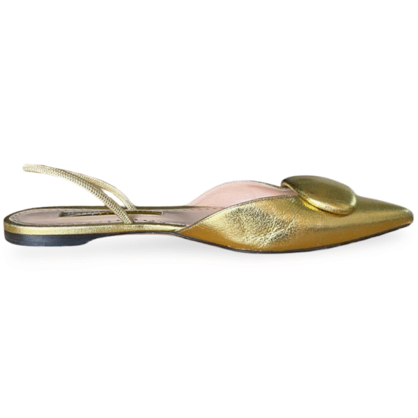 Rupert Sanderson Calin Gold Metallic Slingback Pointed-Toe Flats – Size 40 - Image 5