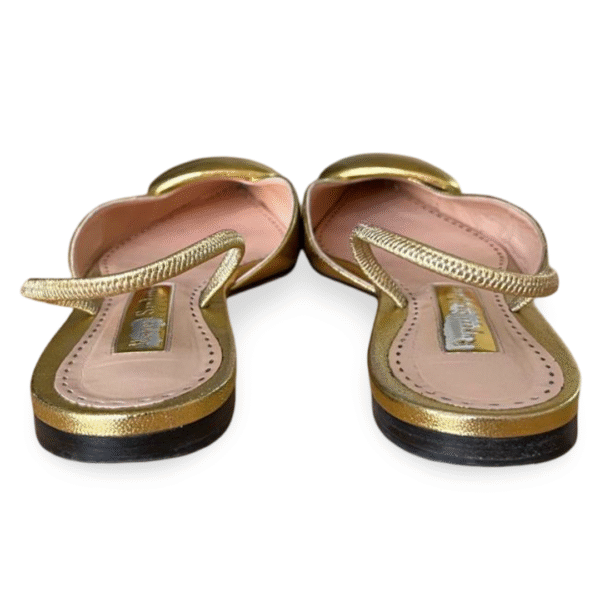 Rupert Sanderson Calin Gold Metallic Slingback Pointed-Toe Flats – Size 40 - Image 6