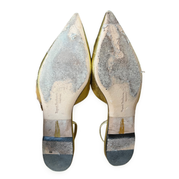 Rupert Sanderson Calin Gold Metallic Slingback Pointed-Toe Flats – Size 40 - Image 7