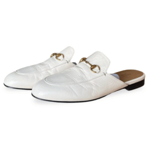 Gucci Princetown Slipper in Cream with Gold-Tone Horsebit – Size 39.5 