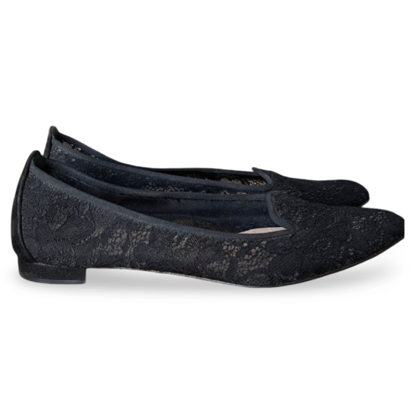 Manolo Blahnik Lace Ballet Flats in Black – Size 39 - Image 3