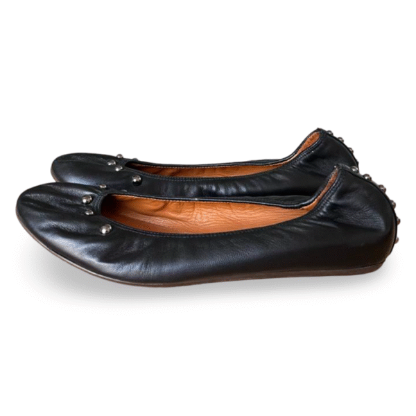 Lanvin Black Leather Ballerina Flats with Pearls – Size 40 - Image 3