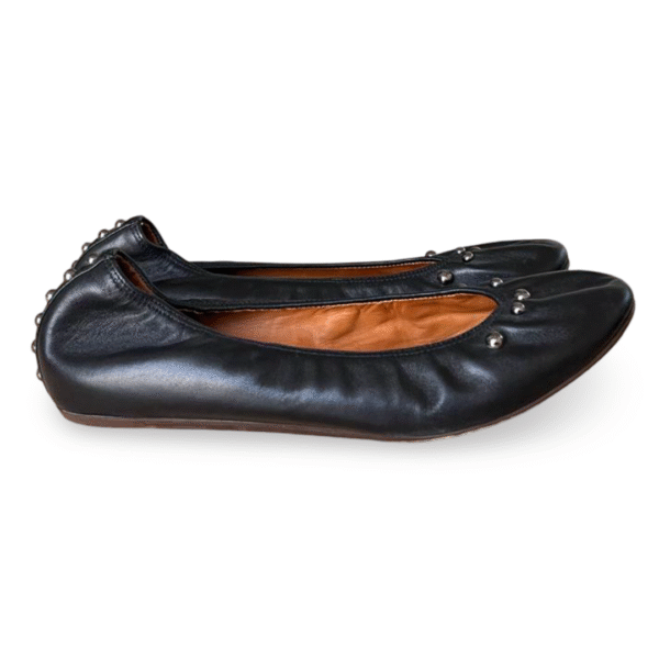 Lanvin Black Leather Ballerina Flats with Pearls – Size 40 - Image 4