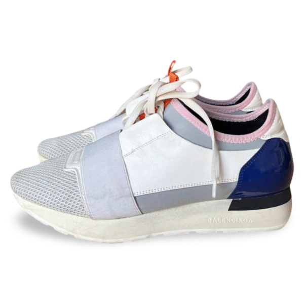 Balenciaga Tricolor Leather and Mesh Race Runner Sneakers – Size 40 - Image 2