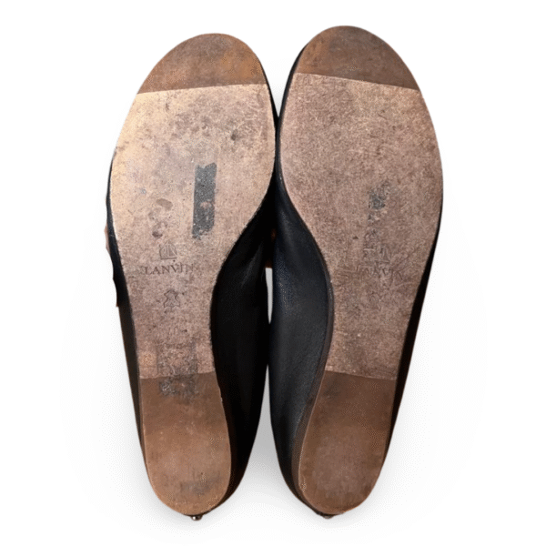 Lanvin Black Leather Ballerina Flats with Pearls – Size 40 - Image 8