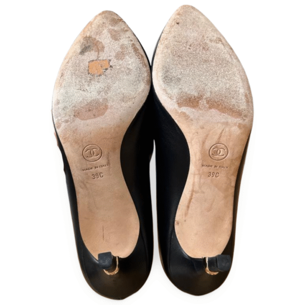 Chanel Black Lambskin Pumps – Size 39C - Image 7