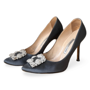 Manolo Blahnik Grey Satin Hangisi Pumps – Size 39