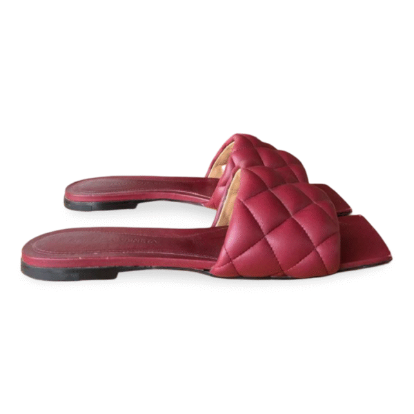 Bottega Veneta Burgundy Leather Lido Flat Slide Sandals – Size 36.5 - Image 3