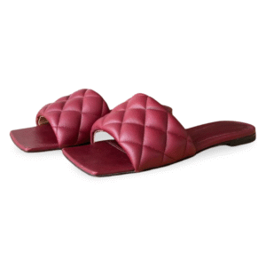 Bottega Veneta Burgundy Leather Lido Flat Slide Sandals – Size 36.5