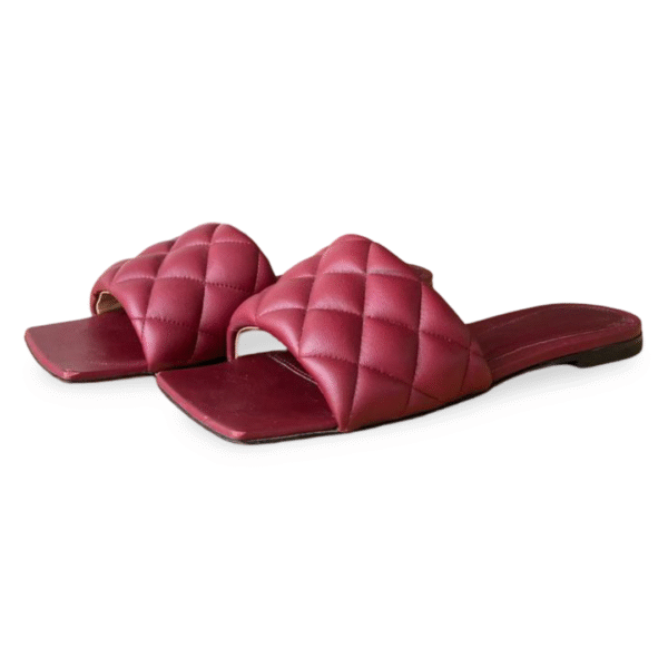 Bottega Veneta Burgundy Leather Lido Flat Slide Sandals – Size 36.5