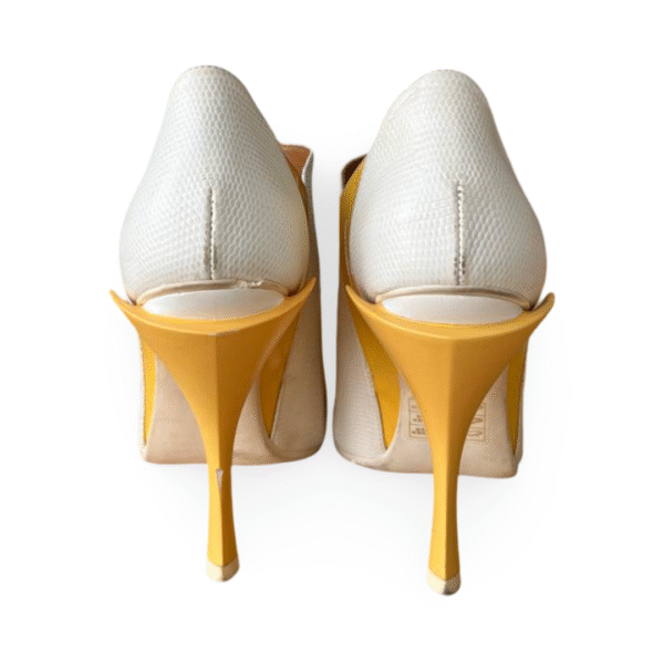 Fendi Yellow Patent and White Leather Peep-Toe Booties – Size 37 - Image 7
