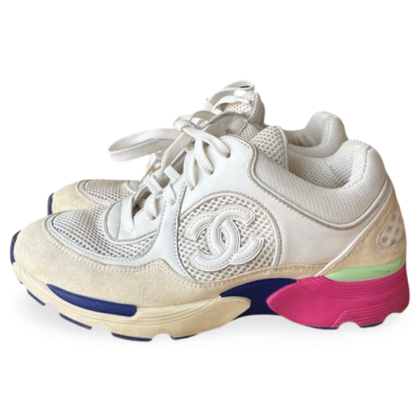 Chanel Interlocking CC Logo Low Top Athletic Sneakers – Size 36.5 - Image 3