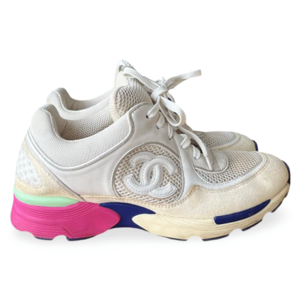 Chanel Interlocking CC Logo Low Top Athletic Sneakers – Size 36.5 - Image 4
