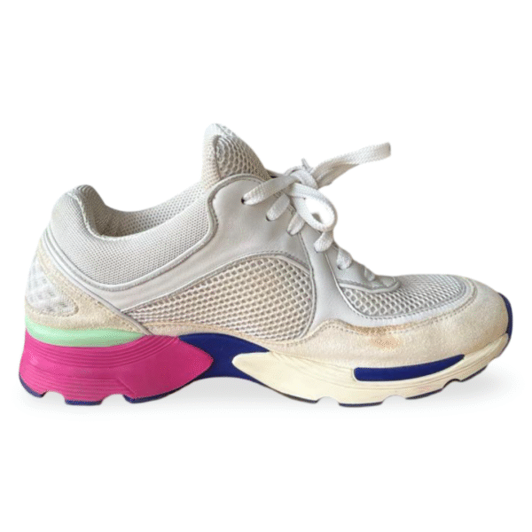 Chanel Interlocking CC Logo Low Top Athletic Sneakers – Size 36.5 - Image 6