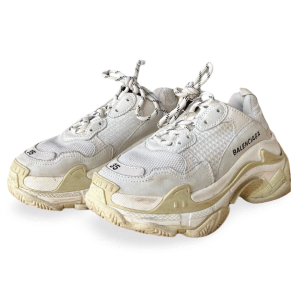 Balenciaga White Triple S Sneakers – Size 35