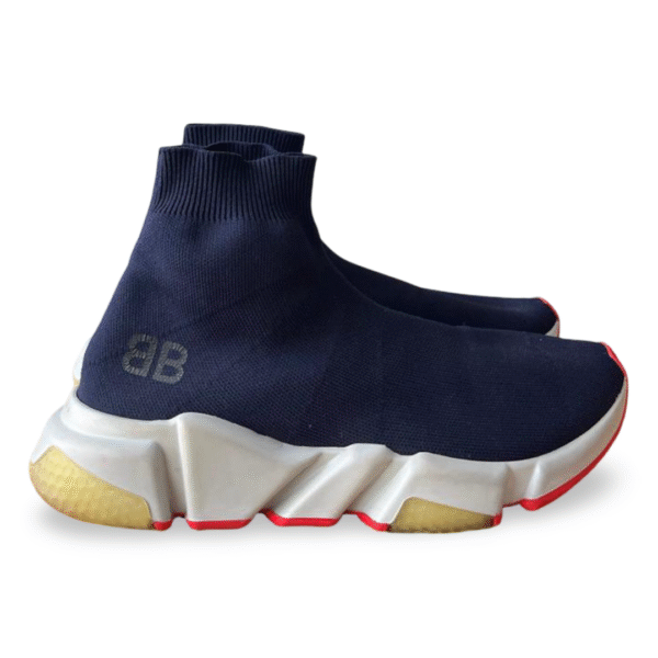 Balenciaga Speed Sneaker – Navy / Grey / Red, Size 38 - Image 3