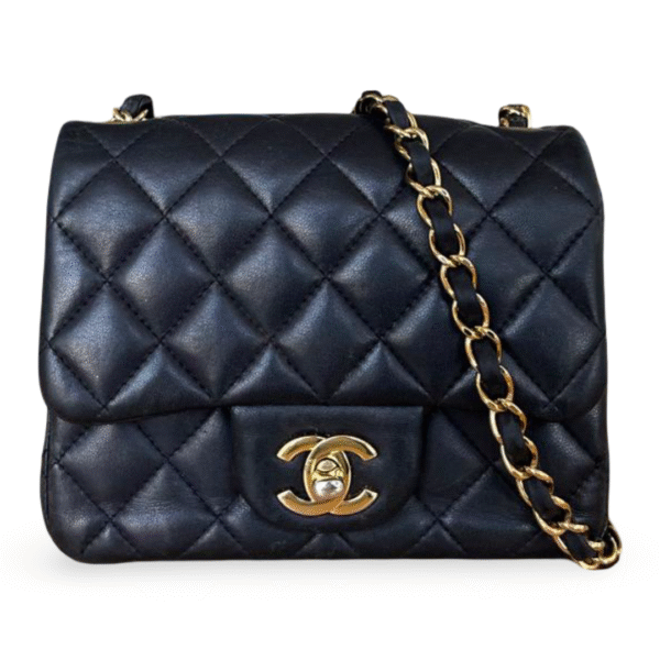 Chanel Mini Square Classic Flap Bag in Dark Blue Calfskin