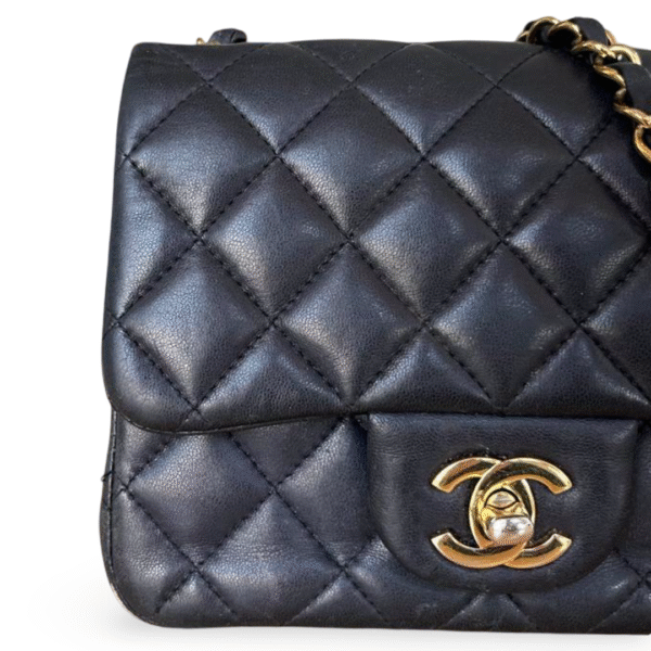 Chanel Mini Square Classic Flap Bag in Dark Blue Calfskin - Image 2