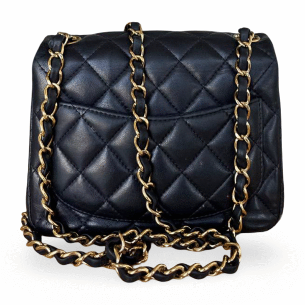 Chanel Mini Square Classic Flap Bag in Dark Blue Calfskin - Image 5