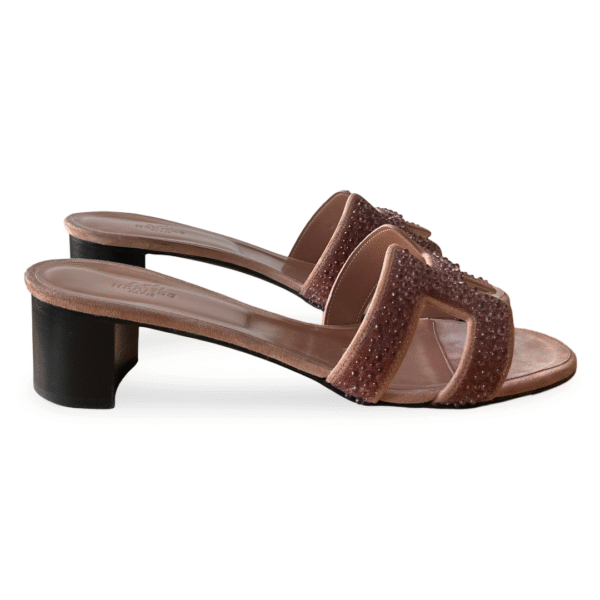 Hermès Oasis Sandals Beige Suede Embellished – Size 41 - Image 3