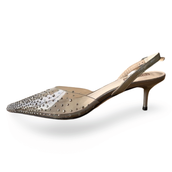 Nicoli Flavie 55 Crystal Slingback Pumps – PVC – Size 38 - Image 4