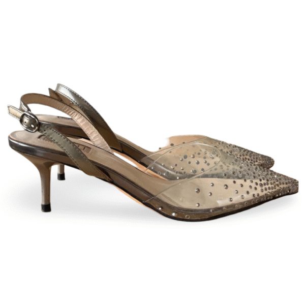 Nicoli Flavie 55 Crystal Slingback Pumps – PVC – Size 38 - Image 3