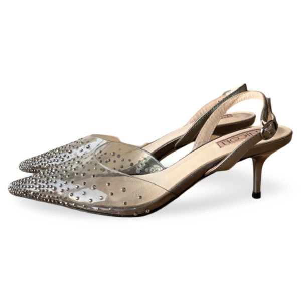 Nicoli Flavie 55 Crystal Slingback Pumps – PVC – Size 38 - Image 2
