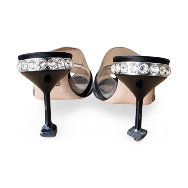 Miu Miu Black/Transparent PVC and Satin Slide Sandals – Size 37.5 - Image 6