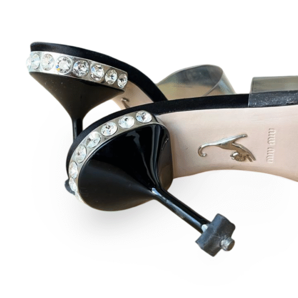 Miu Miu Black/Transparent PVC and Satin Slide Sandals – Size 37.5 - Image 7