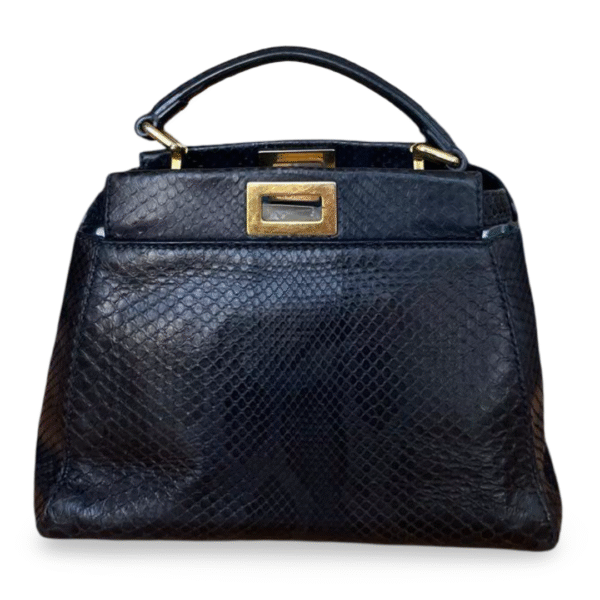 Fendi Mini Peekaboo Top Handle Bag – Dark Blue Python - Image 2