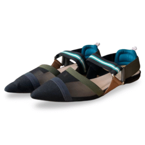 Fendi Colibrì Mesh Slingback Flats Black Multicolor – Size 38
