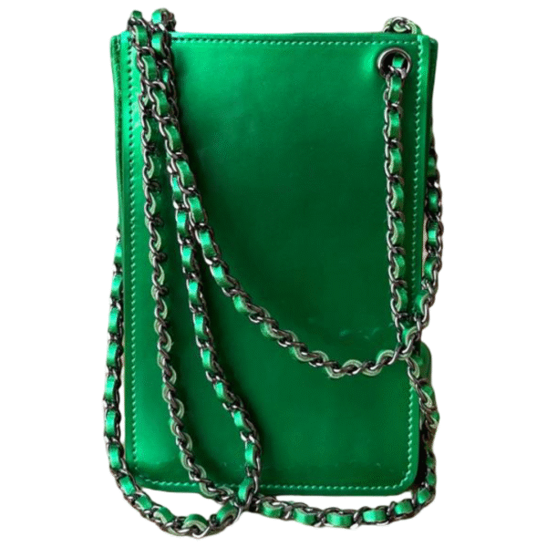Chanel CC Phone Holder Crossbody Bag – Green Patent - Image 2