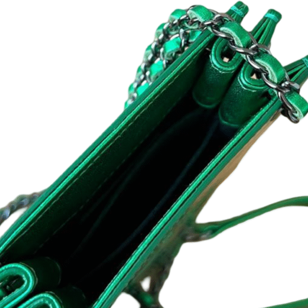 Chanel CC Phone Holder Crossbody Bag – Green Patent - Image 3