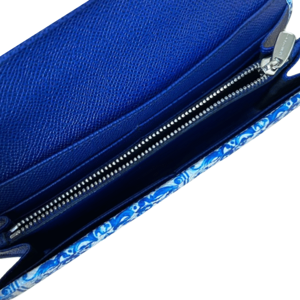 Dolce & Gabbana Blue/White Majolica Print Leather Miss Sicily Wallet on Chain - Image 2