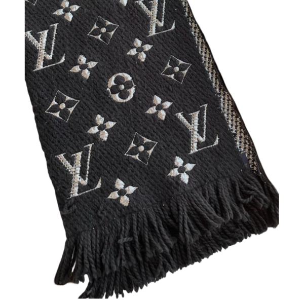 Louis Vuitton Logomania Shine Monogram Wool Scarf – Black - Image 3
