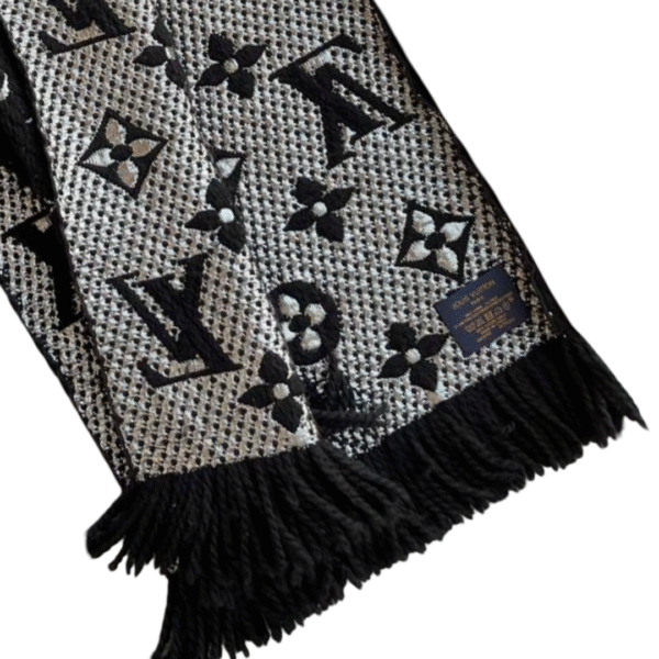 Louis Vuitton Logomania Shine Monogram Wool Scarf – Black - Image 2