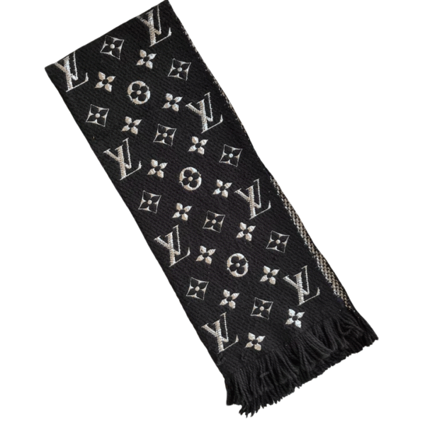 Louis Vuitton Logomania Shine Monogram Wool Scarf – Black