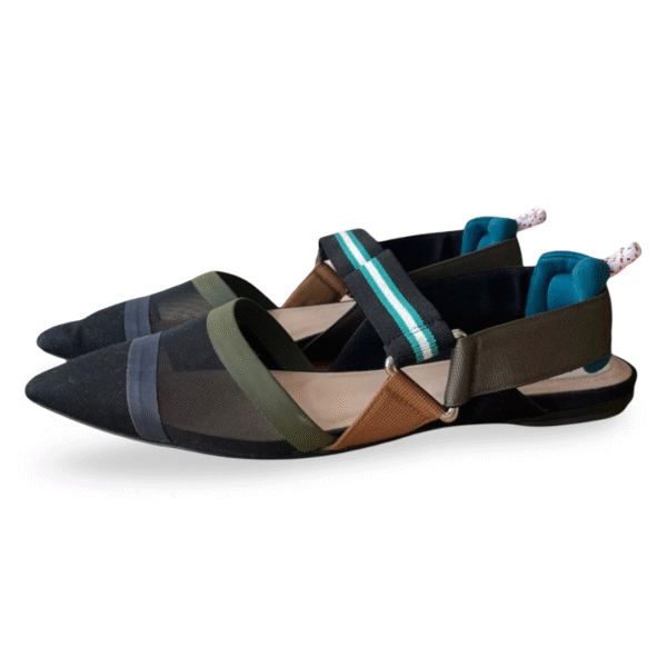Fendi Colibrì Mesh Slingback Flats Black Multicolor – Size 38 - Image 2